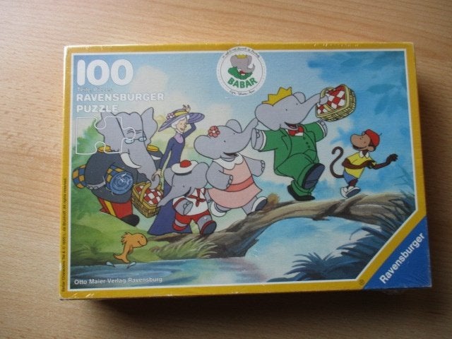 Babar puzzel  Vrolijk uitstapje  100 stukjes  Ravensburger, Ophalen of Verzenden, Minder dan 500 stukjes, Gebruikt