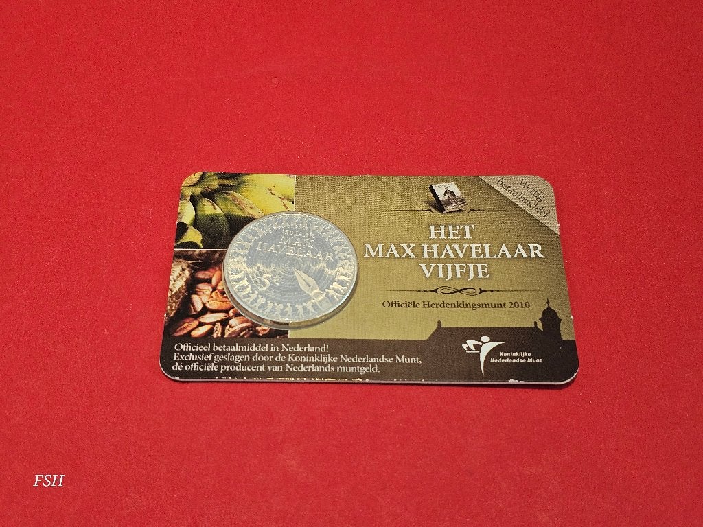 Munt: het Max Havelaar Vijfje, 2010. Kwal. : Proof, Koningin Beatrix, Zilver, Euro's, Ophalen of Verzenden