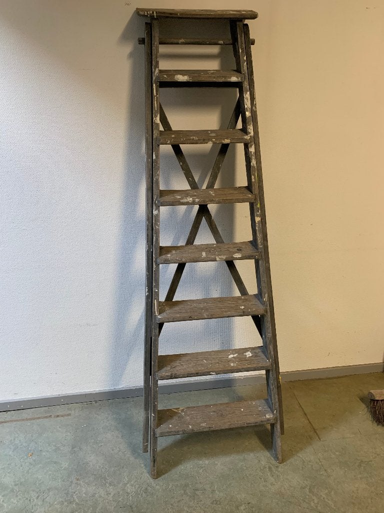 Vintage werktrap hout., Ophalen, Gebruikt, Opvouwbaar of Inschuifbaar, Minder dan 2 meter