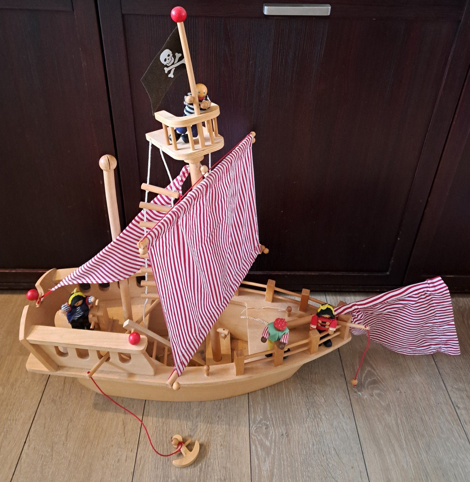 Mooi houten piratenschip (Tidlo De Paragon) – Incl. piraten, Ophalen of Verzenden, Gebruikt