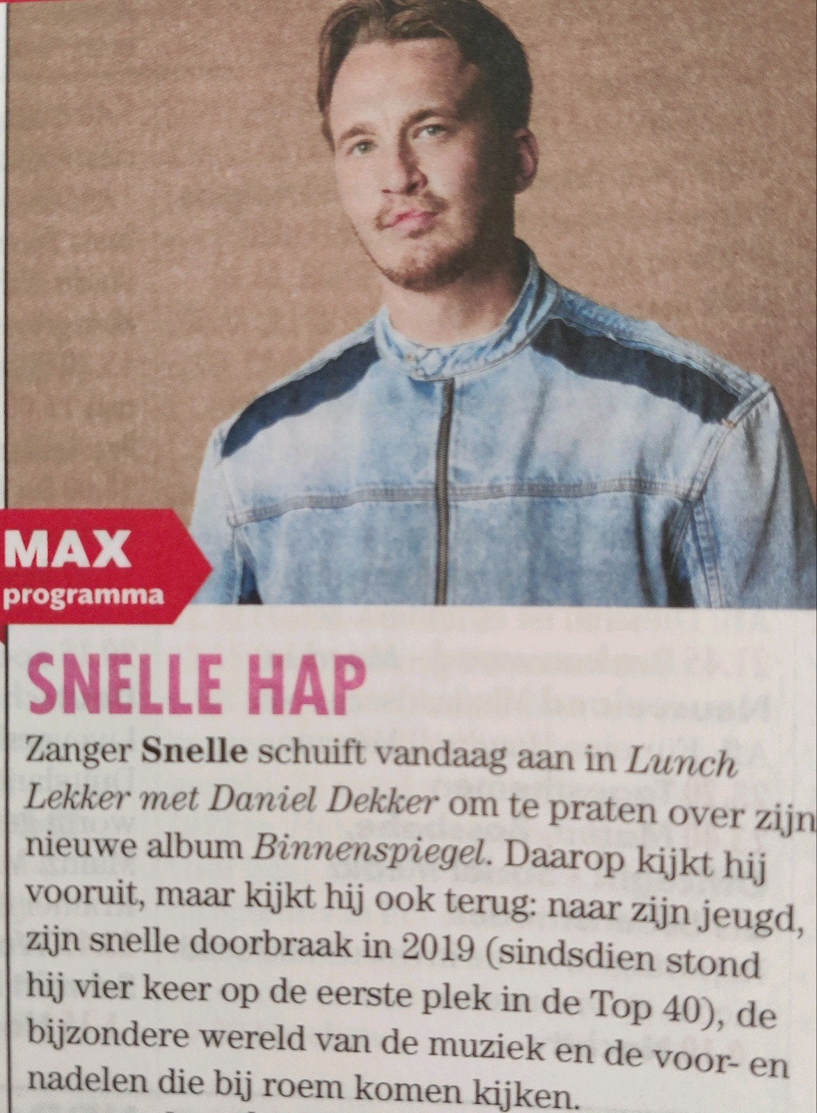 Zanger Snelle - knipsel - artikel -, Ophalen of Verzenden, 1980 tot heden, Knipsel(s)