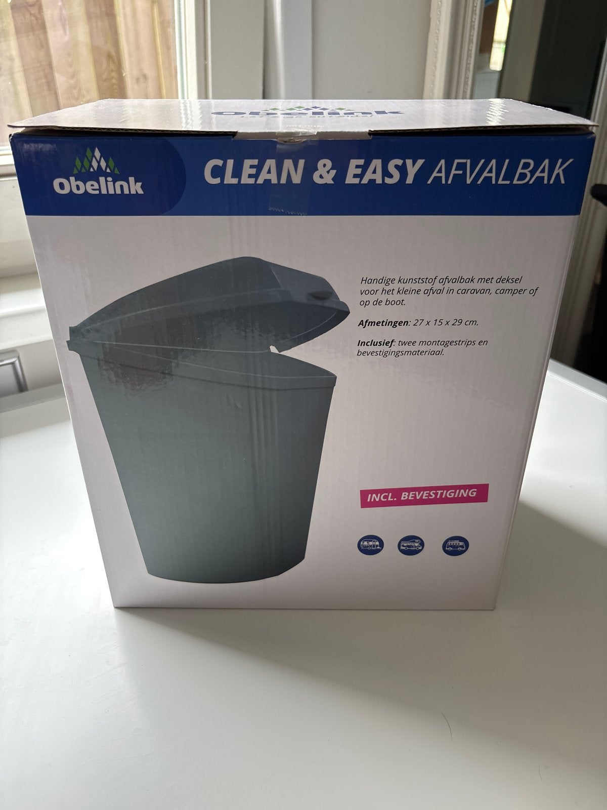 Obelink Clean & Easy Afvalbak - Nieuw in doos, Kunststof, Nieuw, Ophalen of Verzenden, Minder dan 10 liter