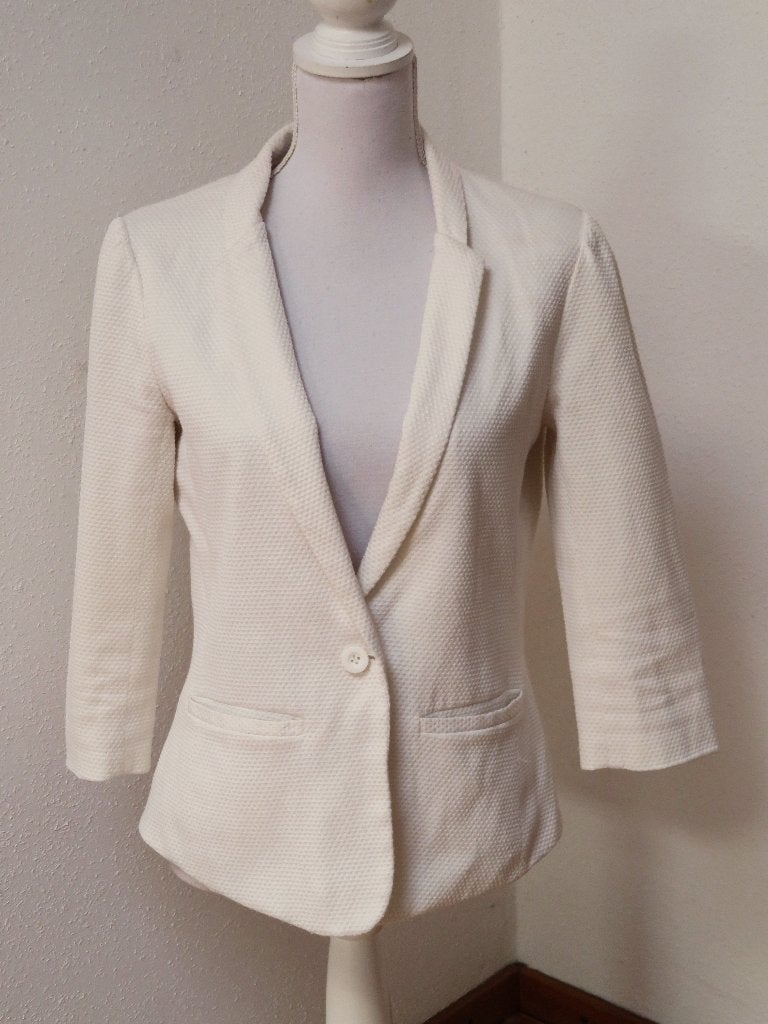 T28 MbyM colbert jasje met driekwart mouw ivoor wit M 38/40, Kleding | Dames, Maat 38/40 (M), Wit, Ophalen of Verzenden, Zo goed als nieuw