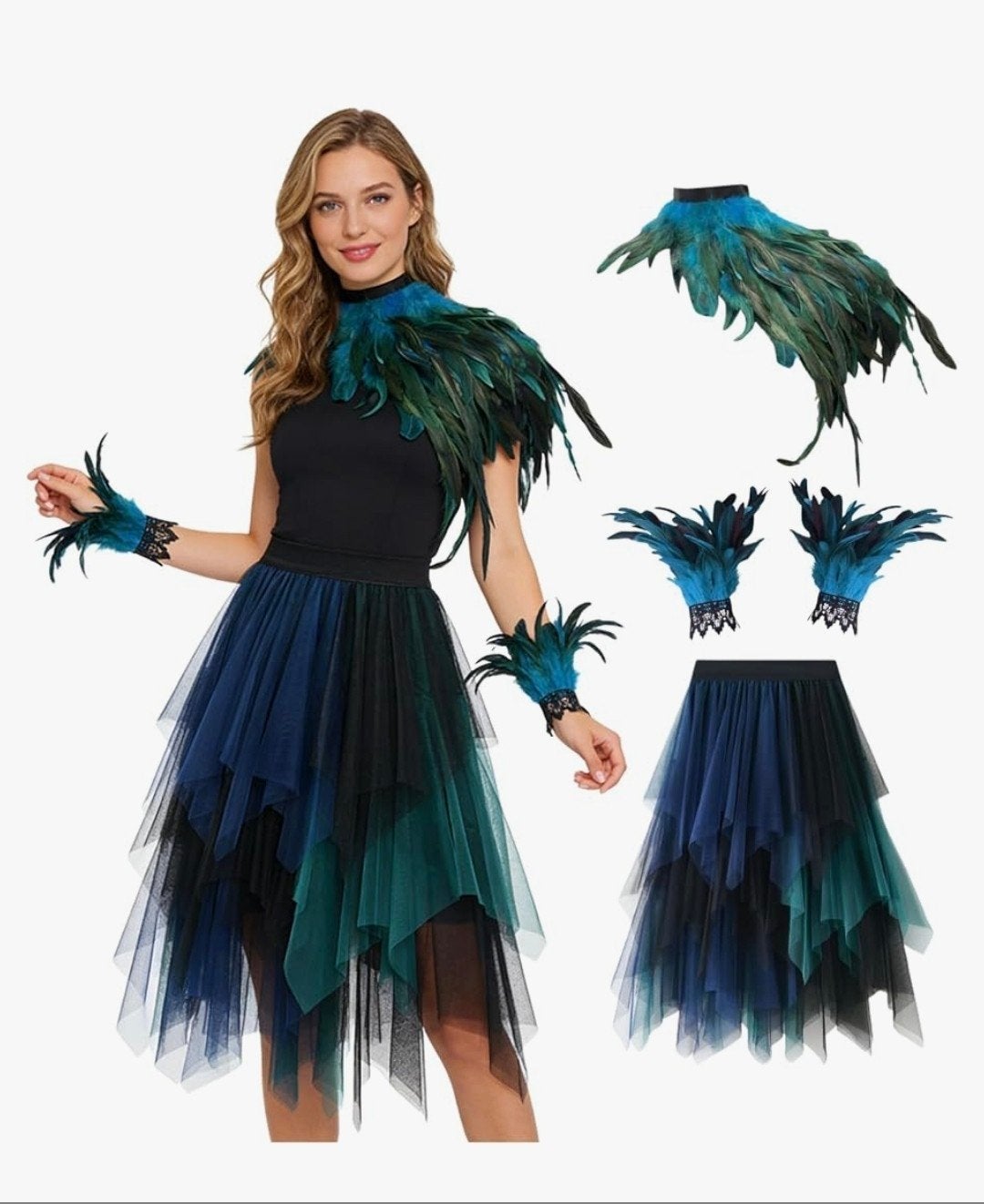 Carnaval Pauw Kostuum - Rok, Veren Accessoires Gezicht, Carnaval, Nieuw, Ophalen of Verzenden, Onbekend