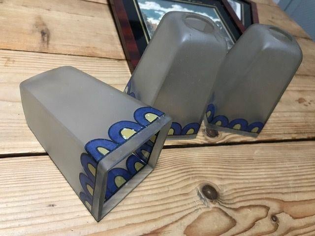 3 antieke glazen kelkjes kapjes oud uniek lampen, Ophalen of Verzenden