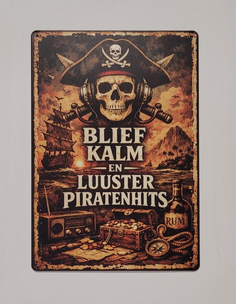 Blief kalm luuster piratenhits reclamebord van metaal deco, Info@deconoord.nl, Deco Noord, Nieuw, Ophalen of Verzenden