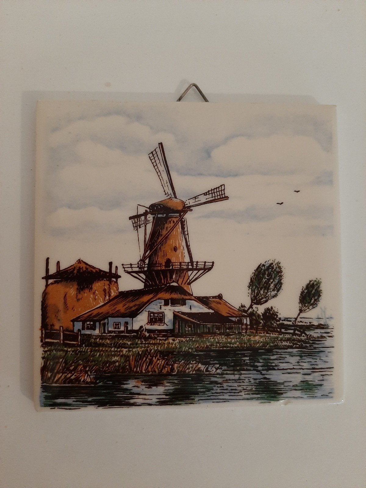 tegeltje boerderij met molen, Ophalen of Verzenden