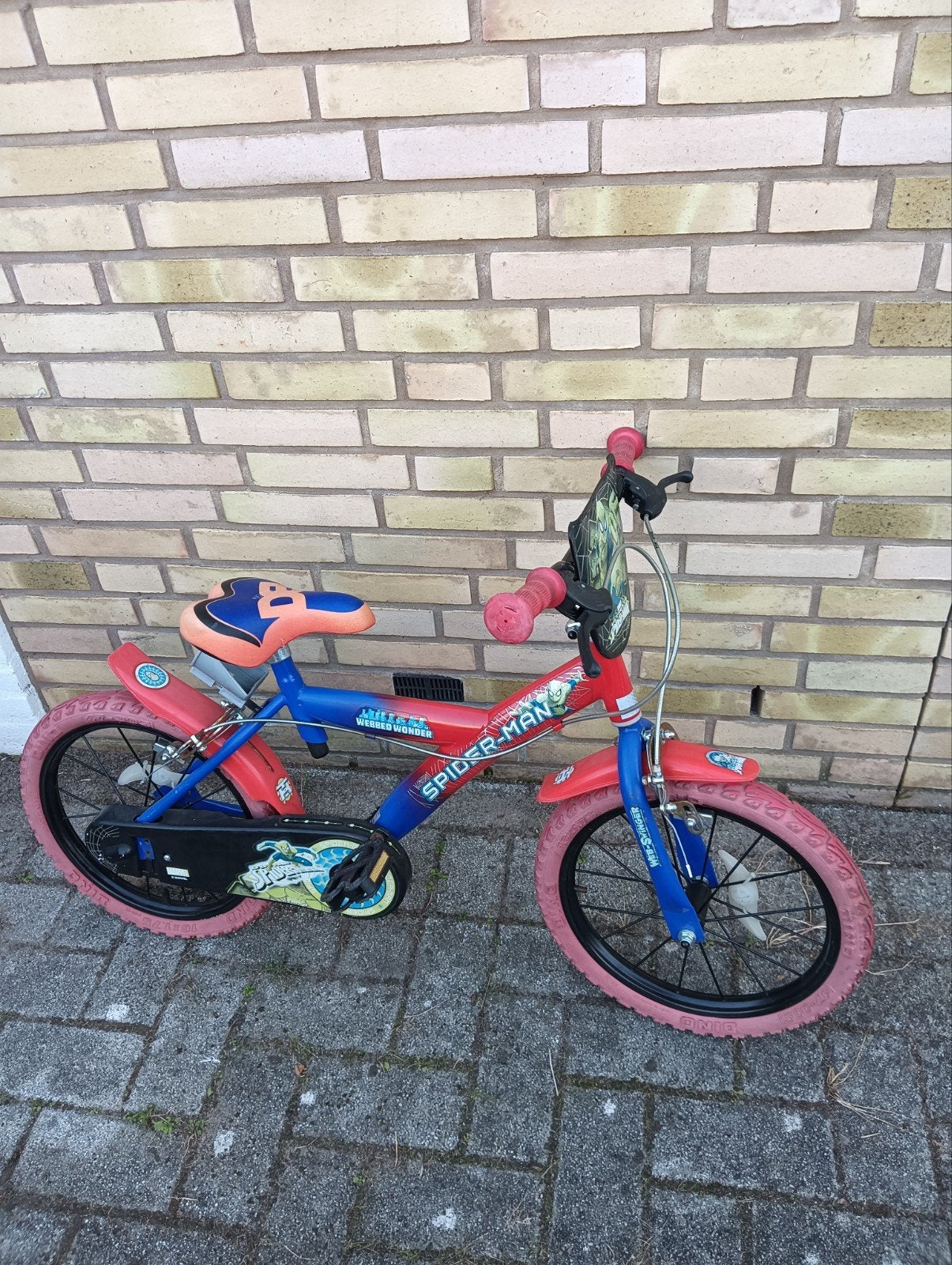 Spider-Man kinderfiets - 16 inch - Rood/Blauw, Ophalen, Terugtraprem, Spider-Man, 16 tot 20 inch