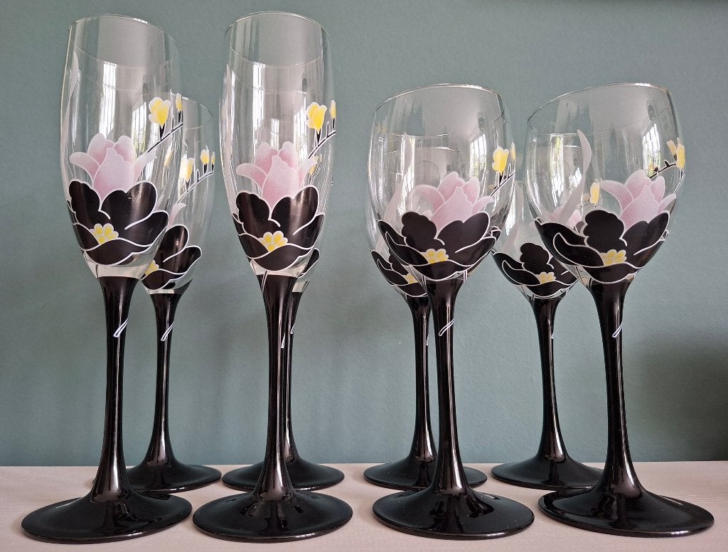 Vintage Luminarc France "Domino Anais" Glazen – Set van 8, Ophalen of Verzenden, Zo goed als nieuw, Overige typen
