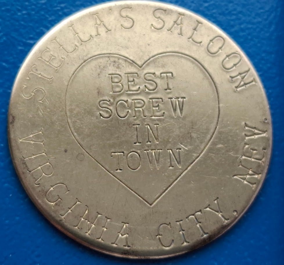 Old West Cowboy Stella's Saloon Bordeel Token Virginia City, Verzenden, Overige materialen, Nederland