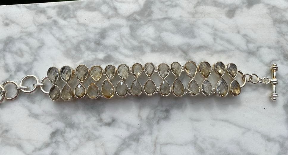 925 zilveren armband met citrien edelstenen, Geel, Nieuw, Ophalen of Verzenden, Met edelsteen