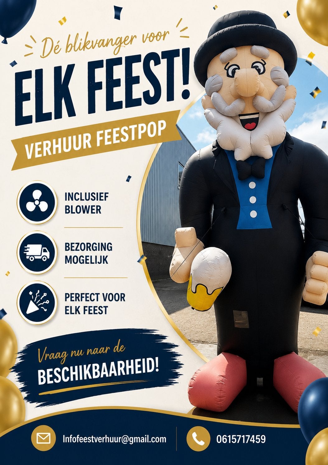 Abraham te huur 3,5 meter inclusief blower, Ophalen of Verzenden, Zo goed als nieuw