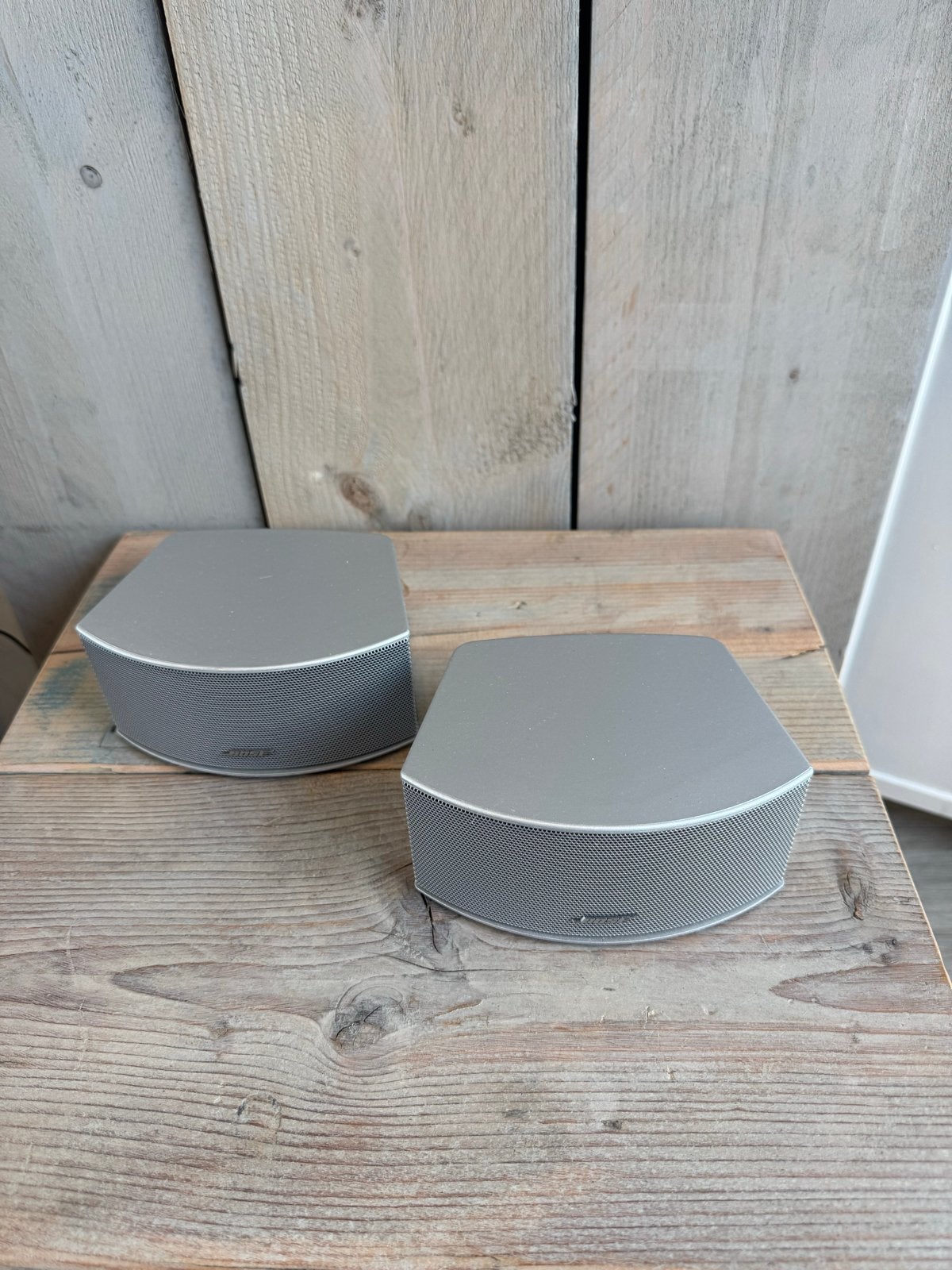Bose 321 satelliet speakers in zilver, Stereo speakers, Gebruikt, Ophalen of Verzenden, Bose