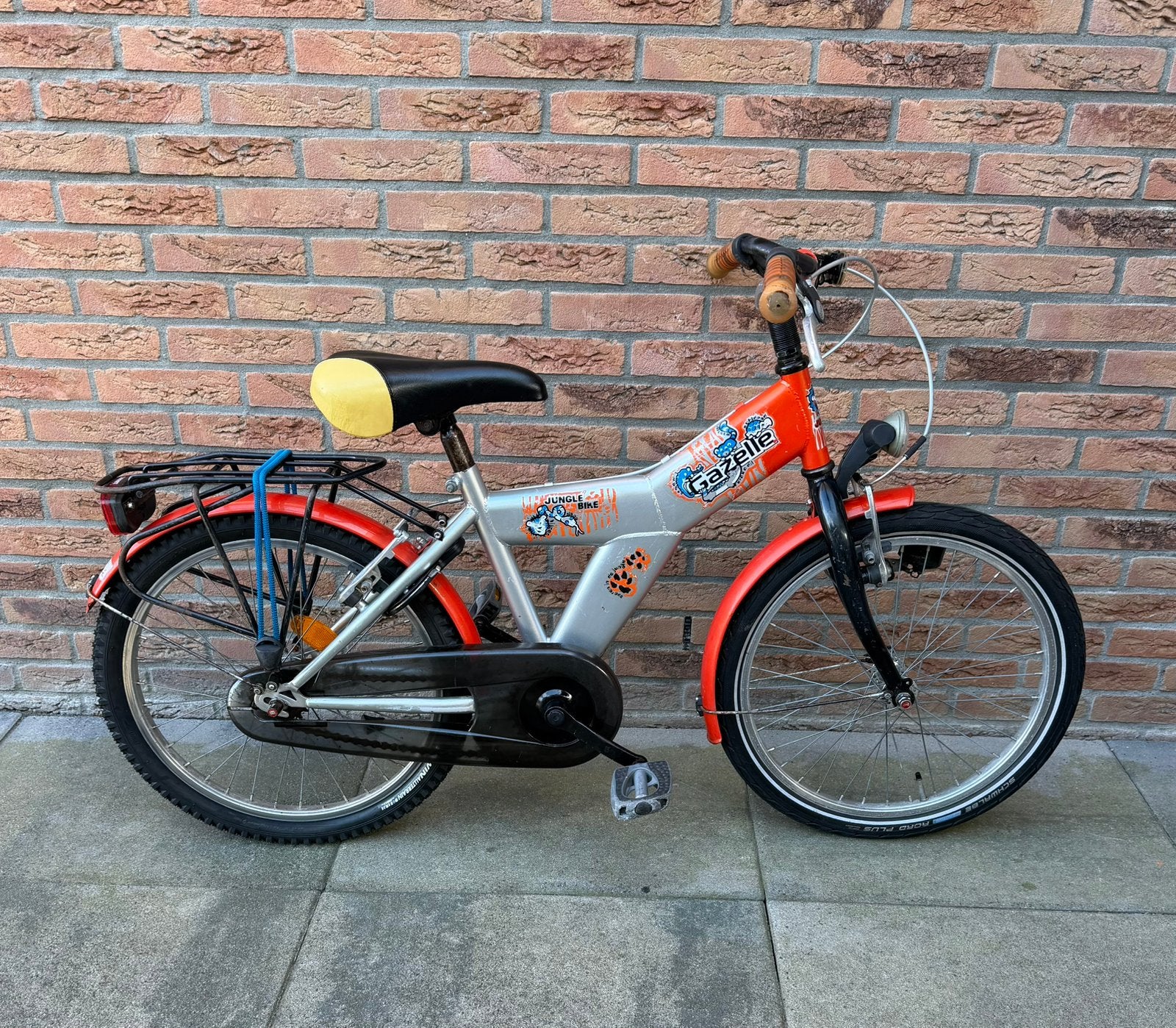 Oranje / grijze Gazelle 20 inch jongensfiets, Ophalen, Terugtraprem, Gebruikt, Handrem