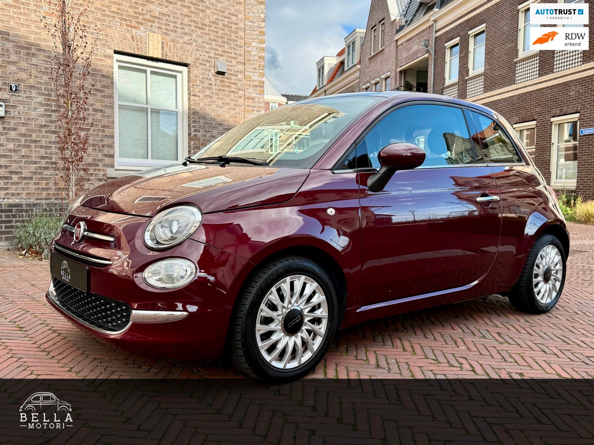 Fiat 500 0.9 TwinAir Lounge | RIJKLAARPRIJS | Unieke Bordeau, Auto's, Voorwielaandrijving, Gebruikt, Verwarmde buitenspiegels