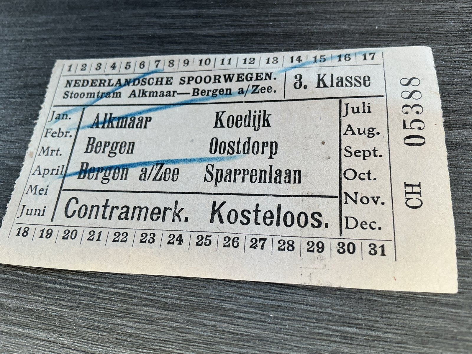 STOOMTRAM ALKMAAR OUD KAARTJE, Verzenden, Gebruikt, Tram, Kaart of Prent