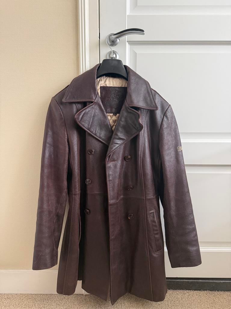 90s Vintage leren Wrangler jas bruin met prachtige details, Ophalen of Verzenden, Gedragen, Maat 42/44 (L), Bruin