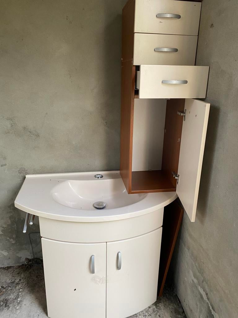 Badkamermeubel met spiegel en ladekast, Huis en Inrichting, Ophalen, Gebruikt, 50 tot 100 cm, Minder dan 100 cm