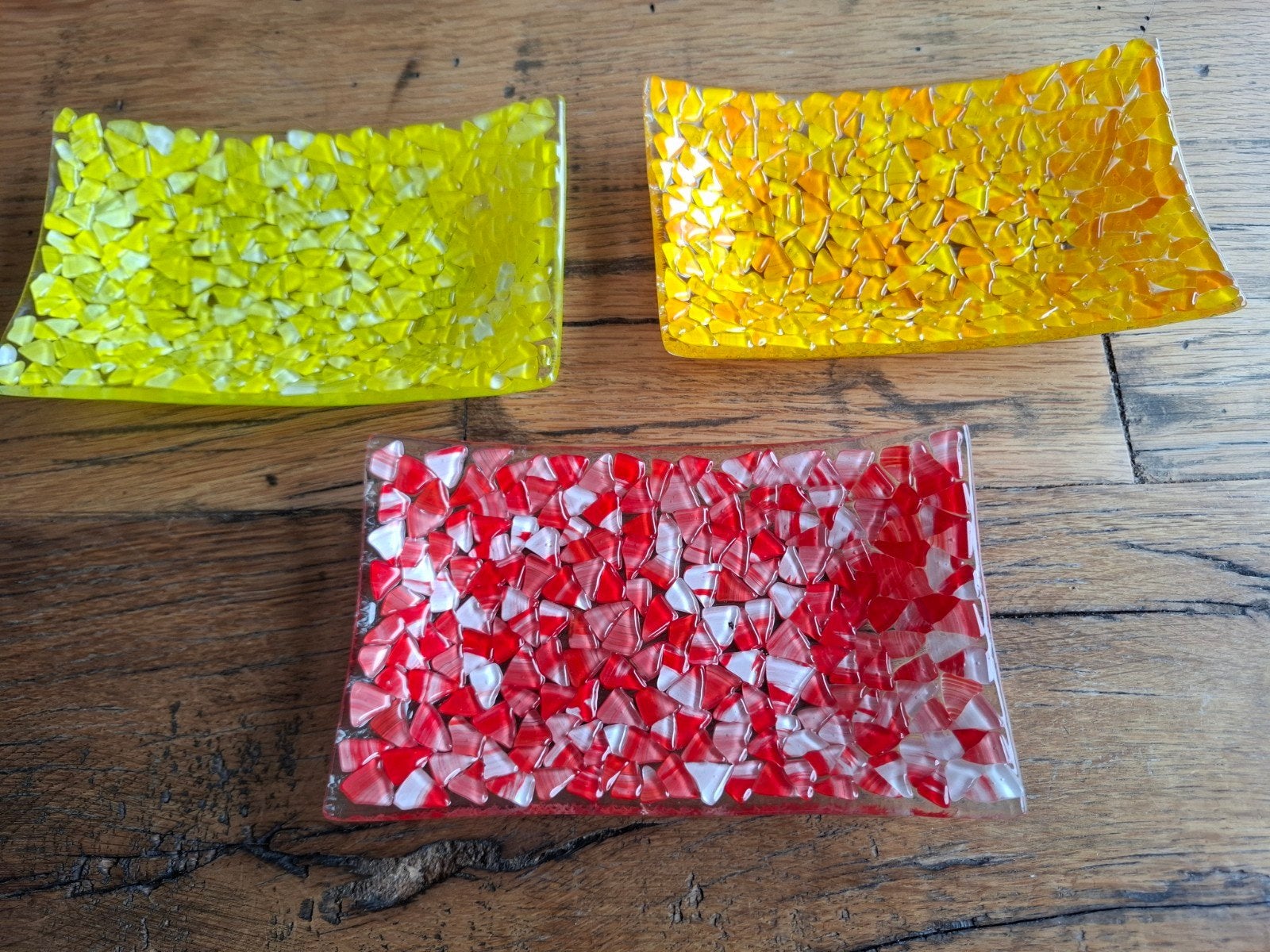 handgemaakte glazen schaaltjes van mozaiek, gesmolten glas, Ophalen of Verzenden