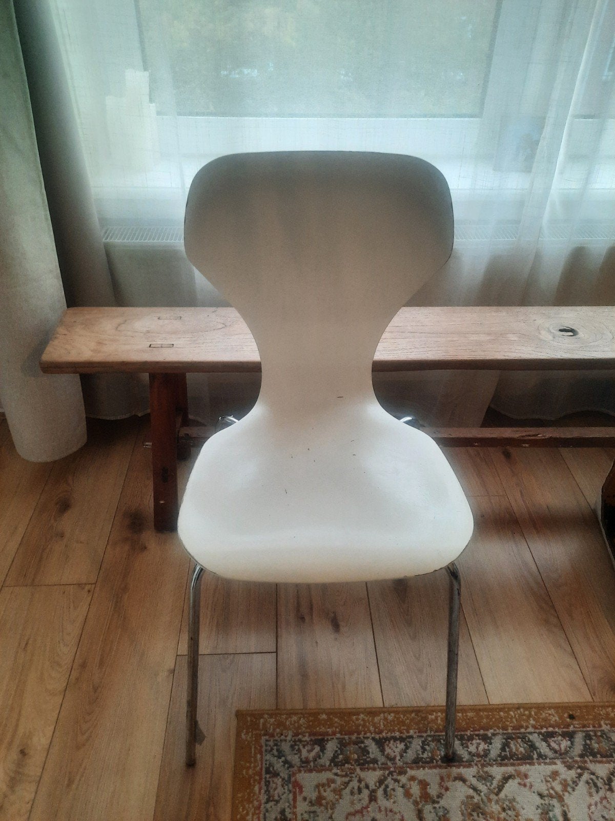 3x Witte stoel met metalen onderstel, Ophalen, Wit, Kunststof, Gebruikt