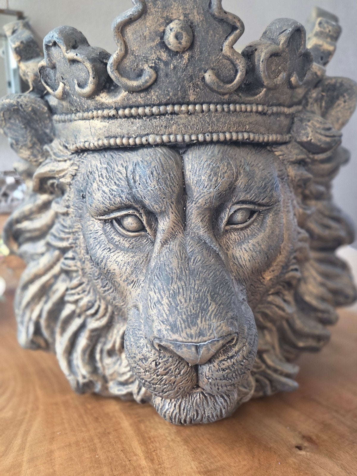 Decoratieve Leeuwenkop Vaas met Kroon - Uniek Design, Ophalen