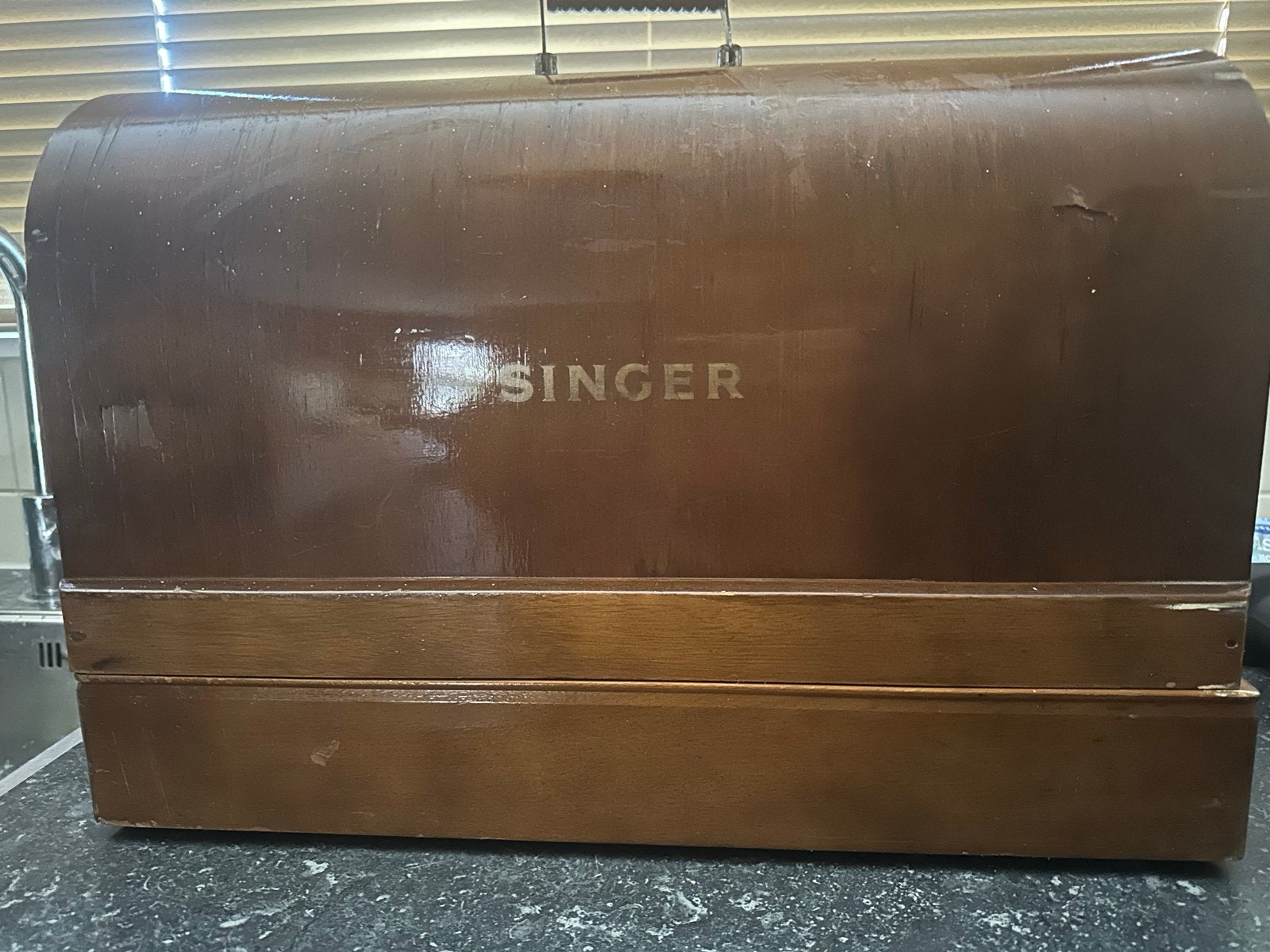 Vintage Singer Naaimachine met Houten Koffer - NL-K 6172037, Ophalen