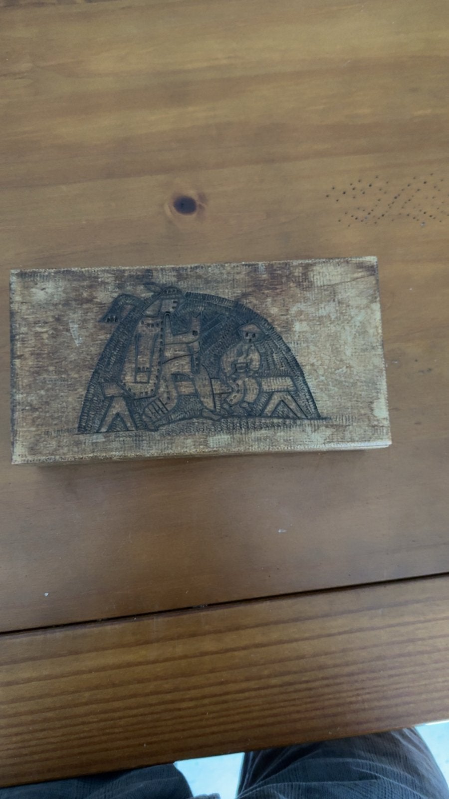 Houten doosje met ingelegd houtsnijwerk, Ophalen of Verzenden