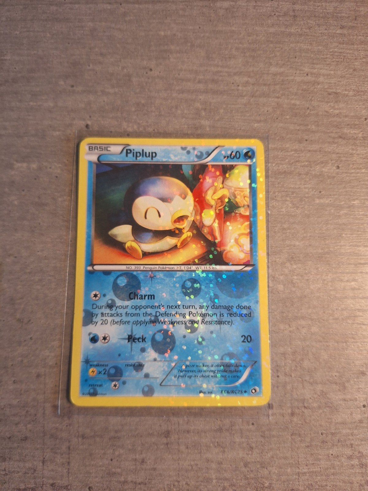 Pokémon Kaart Piplup 60 HP - Basic, Ophalen of Verzenden, Gebruikt, Losse kaart, Foil