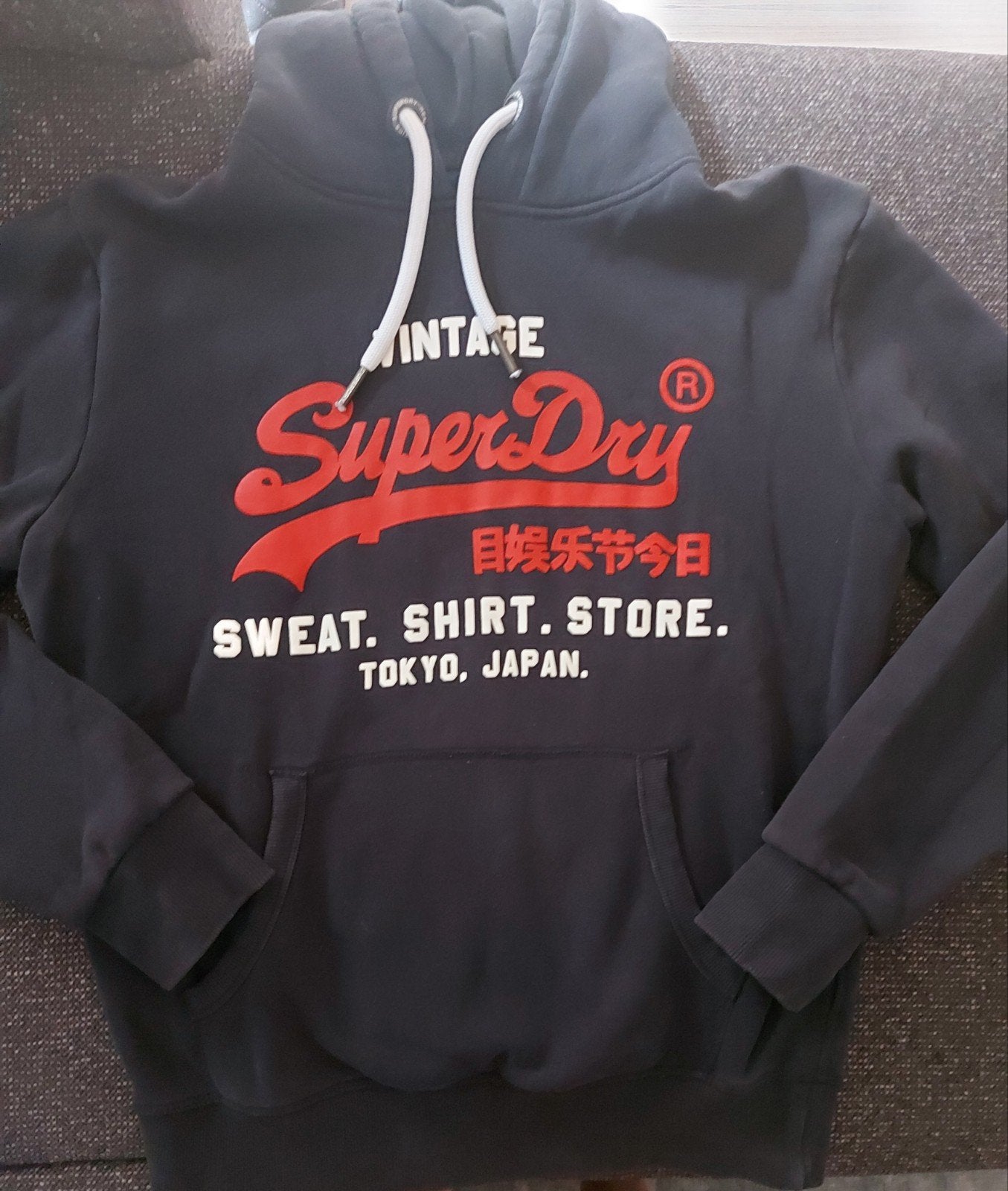 Mooi Superdry hoodie zwart maat L, Ophalen, Maat 52/54 (L), Zwart, Zo goed als nieuw