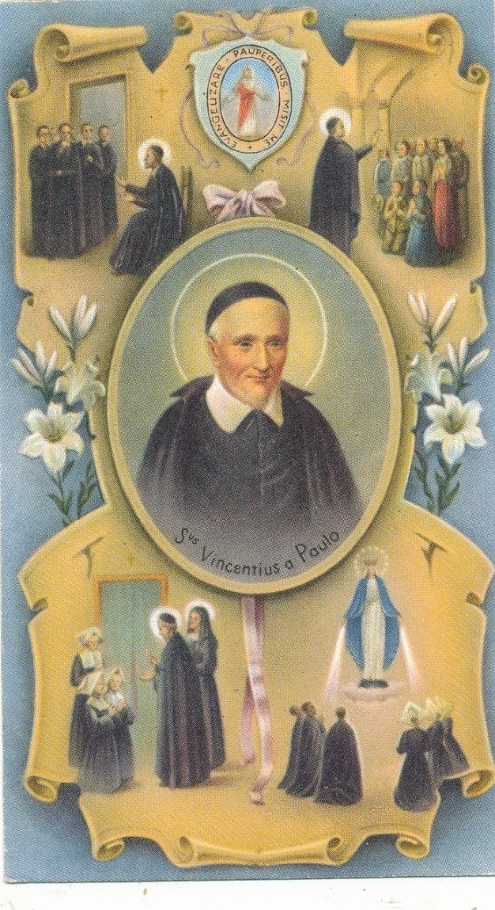 2 Mooie devotieprentjes van de H. Vincentius a Paulo, Ophalen of Verzenden, Zo goed als nieuw, Kaart of Prent, Christendom | Katholiek