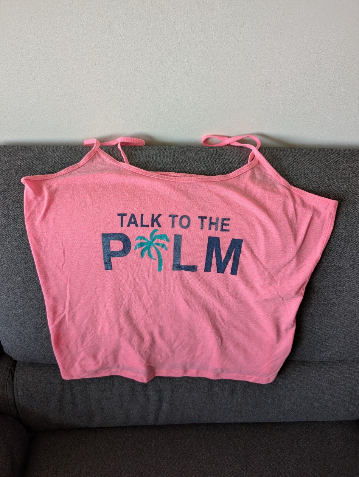 neon Roze topje met 'Talk to the Palm' opdruk maat 42/44, Kleding | Dames, Maat 42/44 (L), Ophalen of Verzenden, Roze, Zonder mouw