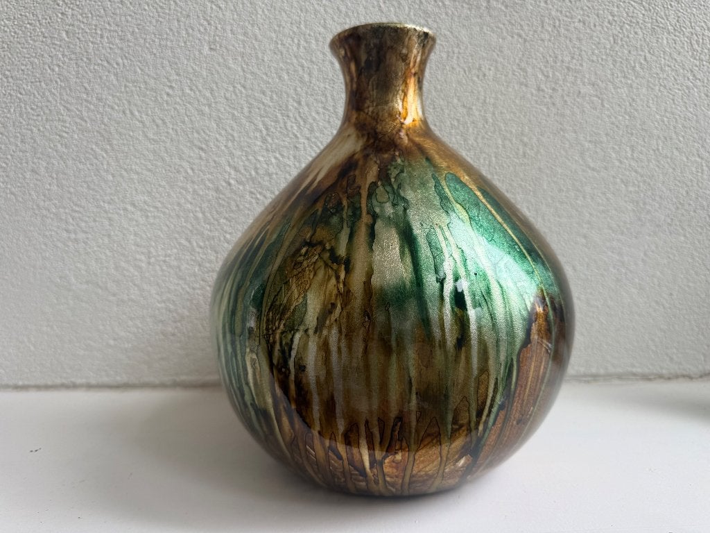 Prachtige decoratieve design vaas – groen/goud marmerlook, Ophalen