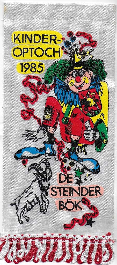 Carnaval Kinder Optocht vaantje De Steinder Bök uit 1985, Ophalen of Verzenden, Gebruikt