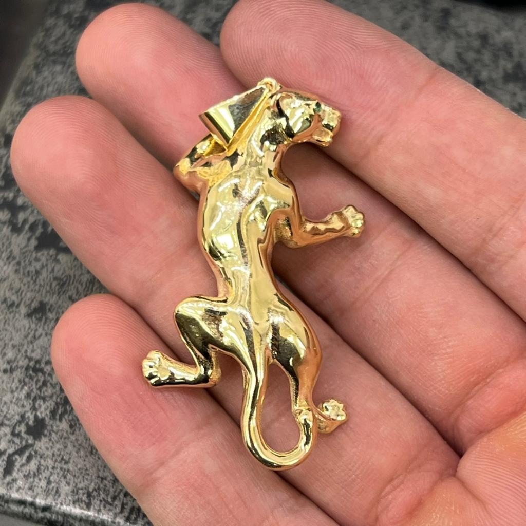 14 karaat gouden panter kettinghanger hanger groot, Ophalen of Verzenden, Nieuw, Goud, Kruis of Symbool