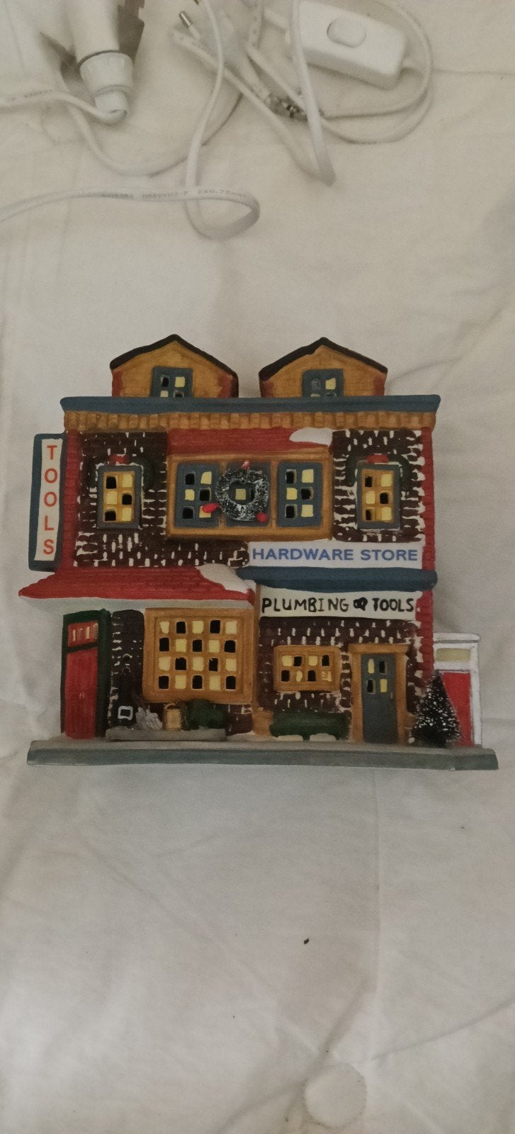 kerstdorp huis met verlichting, Ophalen, Gebruikt