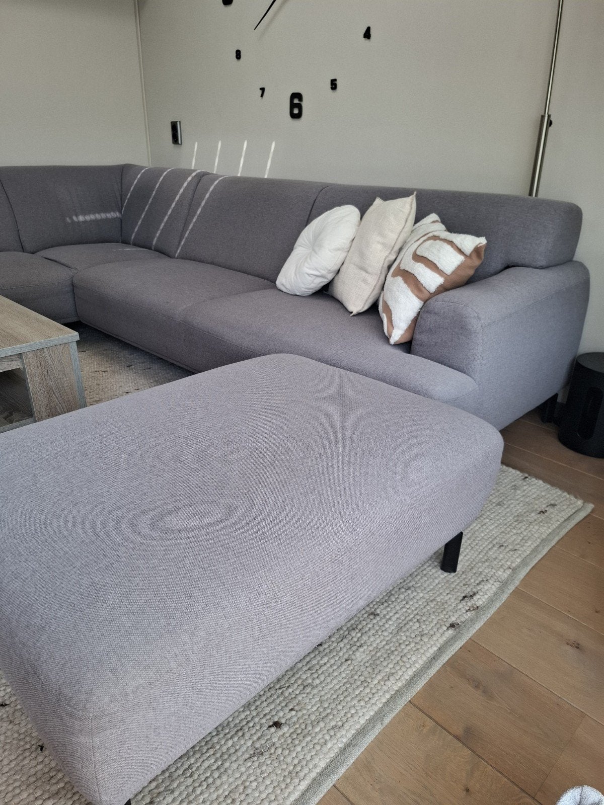 Gereinigde hoekbank+hocker - beschikbaar vanaf 26-07, Ophalen, 250 tot 300 cm, Gebruikt, 100 tot 125 cm