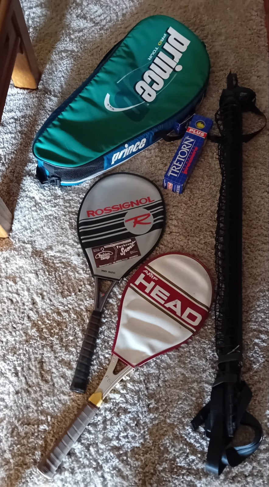 2 merk rackets tennistas net en ballen, Ophalen, Zo goed als nieuw, Racket, Prince