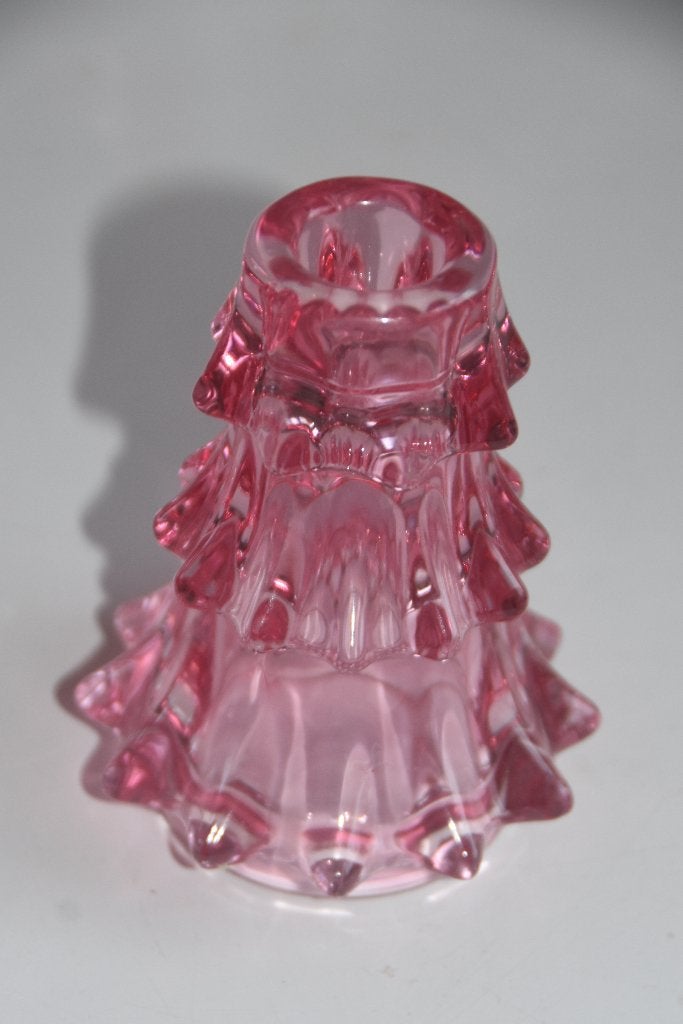 Decoratieve roze kandelaar kerstboom vaasje NIEUW, Verzenden, Nieuw, Glas, Roze