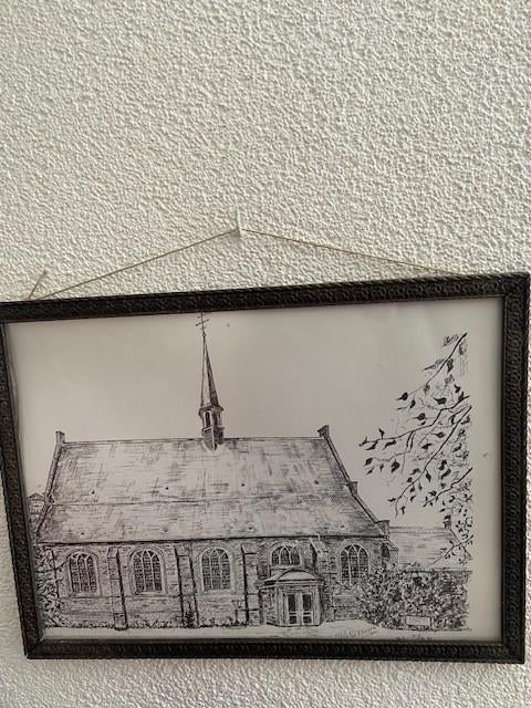 pentekening dorpskerk Leiderdorp P.H de Bossch, Ophalen of Verzenden