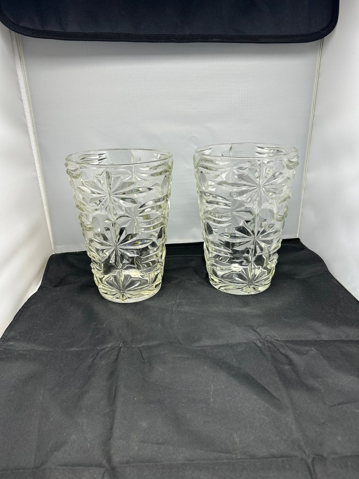 Set van 2 vintage Fidenza Italy glazen vazen - jaren 60, Ophalen, Zo goed als nieuw, Glas, 22 cm