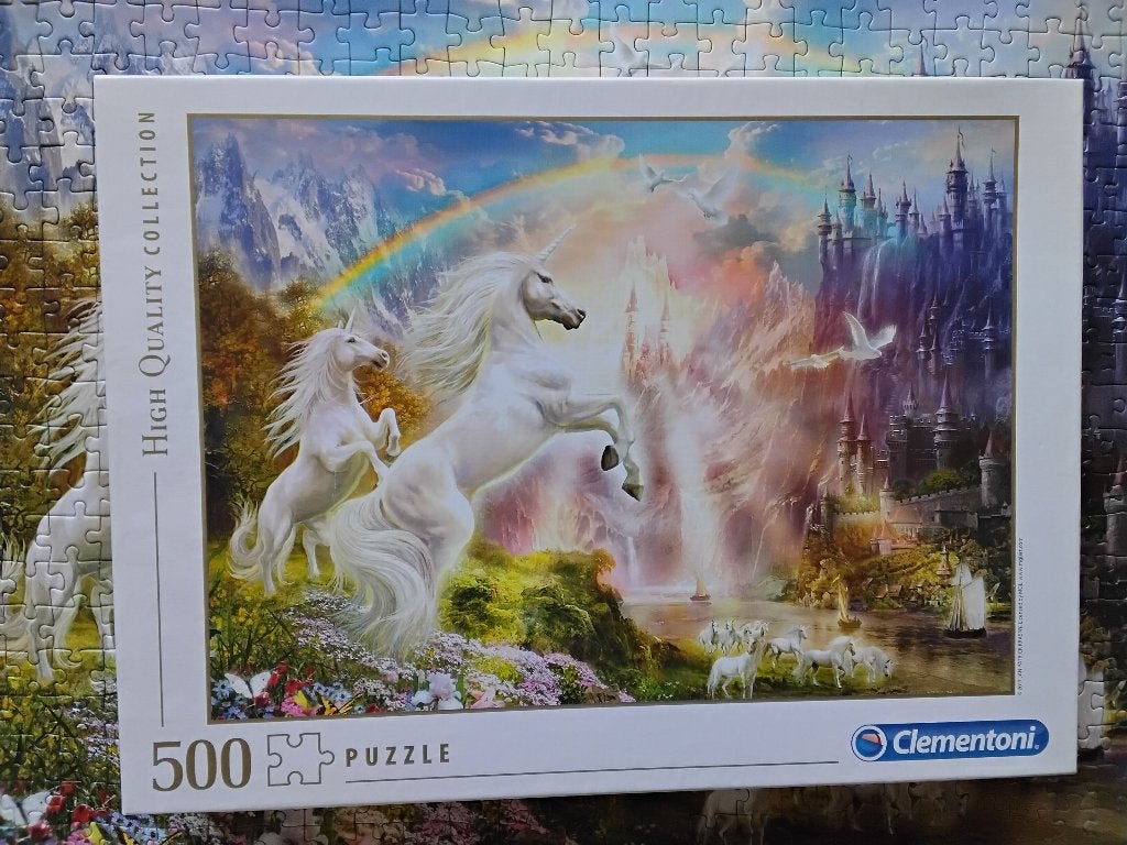 Clementoni puzzel 'sunset unicorns', Ophalen, 500 t/m 1500 stukjes, Zo goed als nieuw, Legpuzzel
