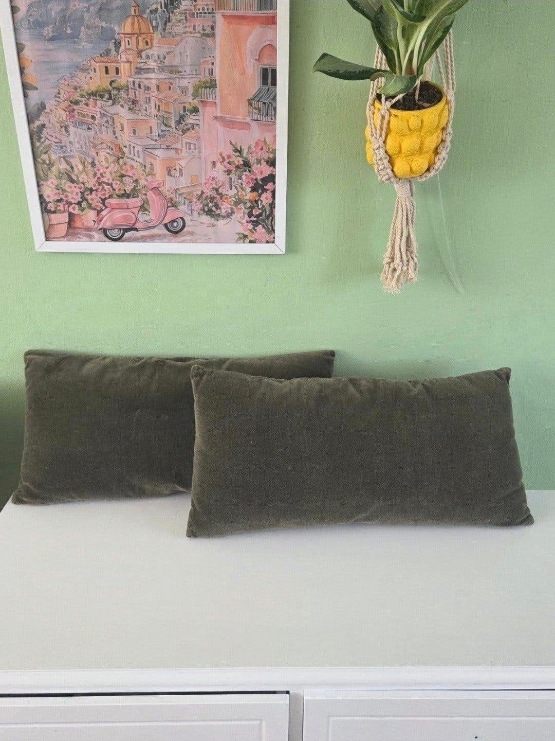 groene kussens set 30x60, Huis en Inrichting, Woonaccessoires | Kussens, Overige merken, Gebruikt, Ophalen of Verzenden, Sierkussen