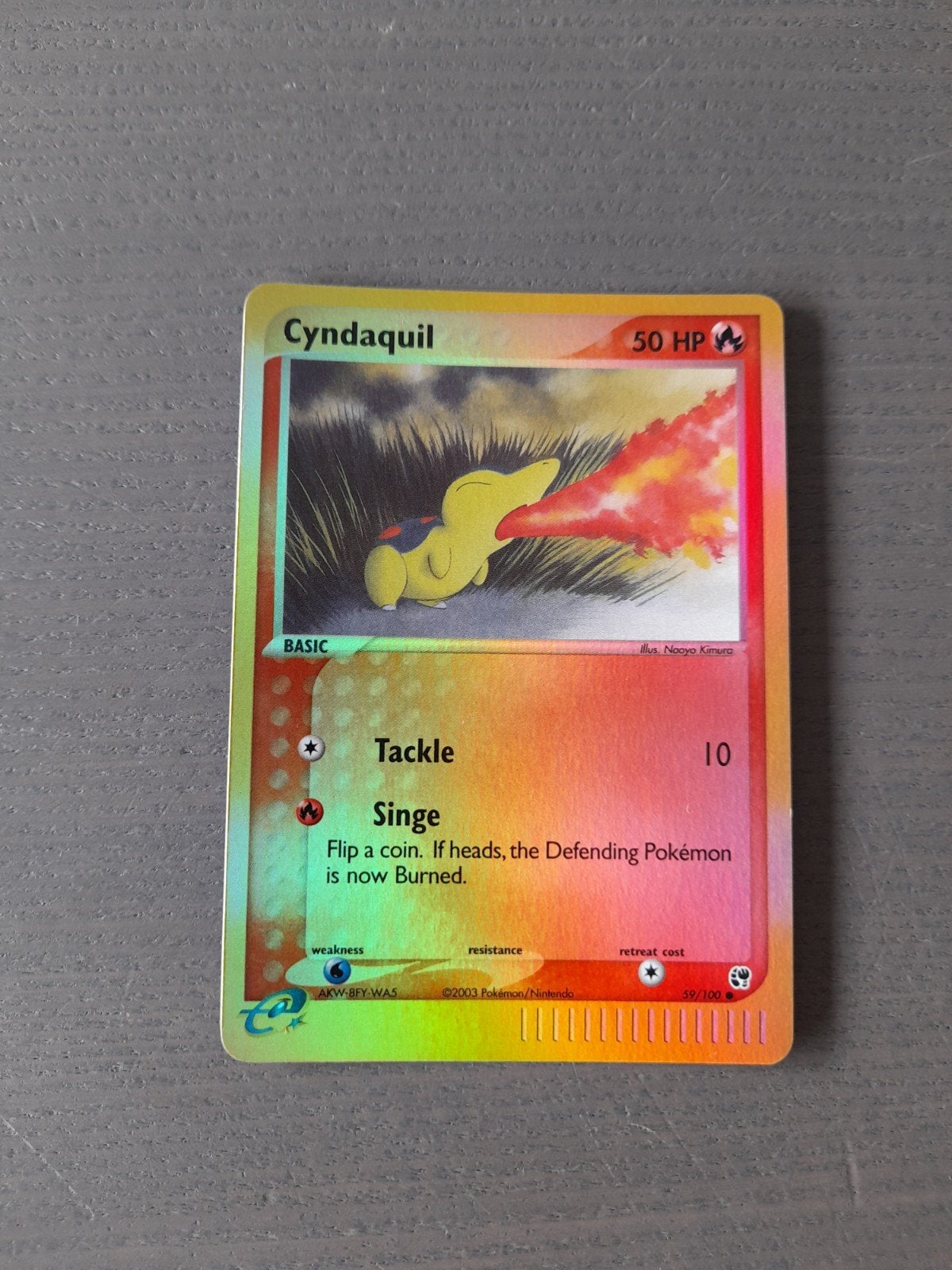 Ex sandstorm 59/100 cyndaquil reverse, Ophalen of Verzenden, Gebruikt, Losse kaart, Foil