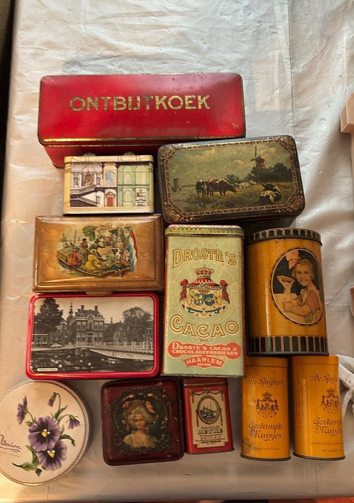 Diverse Vintage Blikken - Droste, Ontbijtkoek en meer, Ophalen, Gebruikt, Overige, Droste