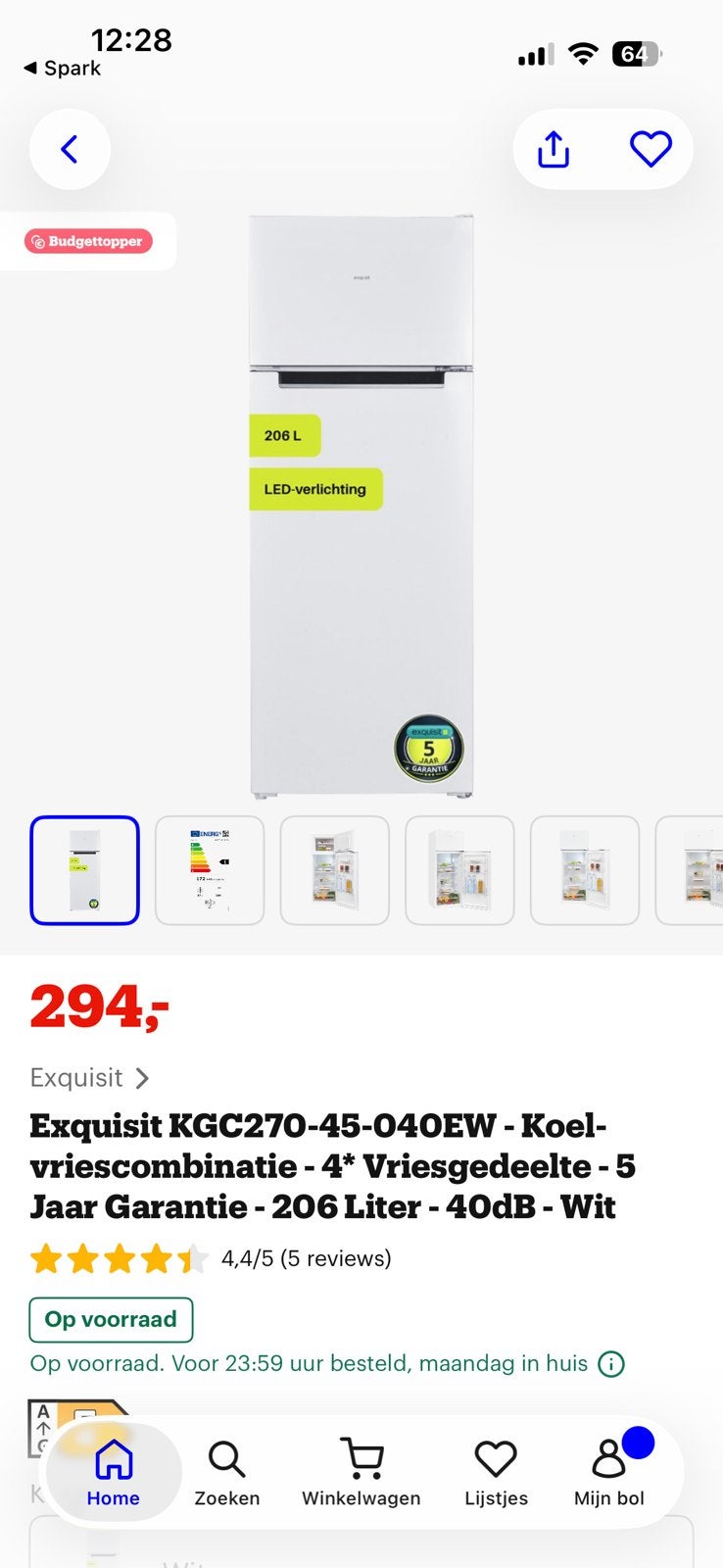 Koelvriescombinatie Exquisit koelkast vriezer wit, Ophalen, 200 liter of meer, Met aparte vriezer, Zo goed als nieuw