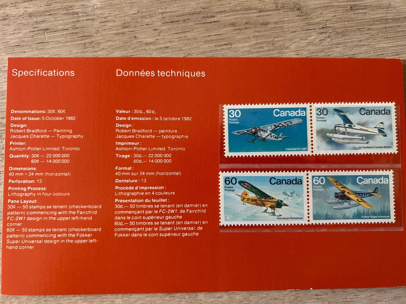 Canada, Canadian Bush Aircraft, uitgifte 1982, giftset, Ophalen of Verzenden