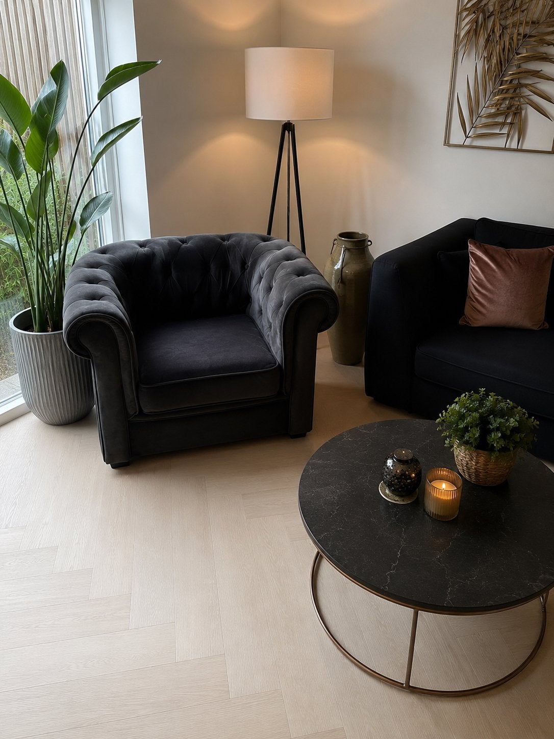 Stijlvolle zwarte fauteuil Henders & Hazel - Als nieuw!, Ophalen, 75 tot 100 cm, Zo goed als nieuw, 75 tot 100 cm