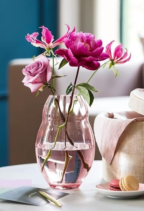 Villeroy & Boch rose garden vaas roze kristal 20 cm nieuw, Nieuw, Ophalen of Verzenden, Glas, Roze