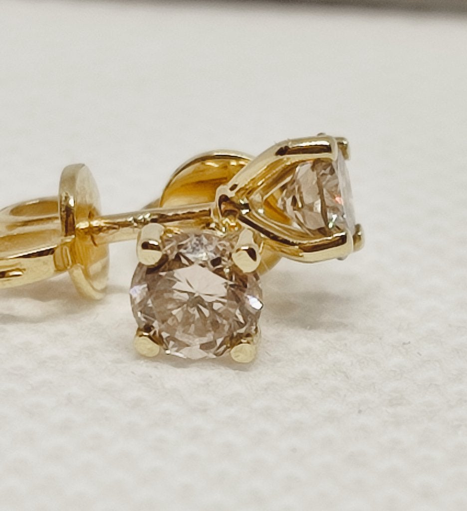 Gouden oorstekers met diamanten 0,63kt, Nieuw, Ophalen of Verzenden, Met edelsteen, Knopjes of Stekers
