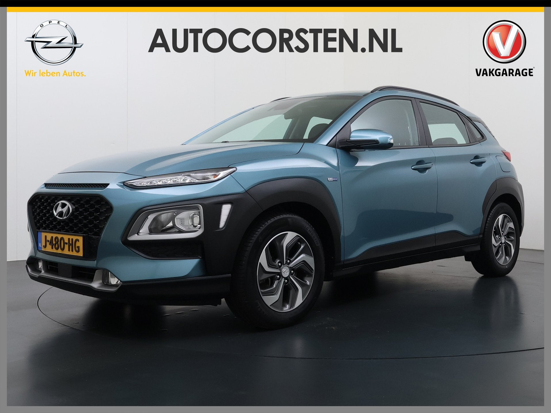 Hyundai KONA 1.6I 142PK AUT-6 HEV Camera Adap.Cruise Navi Ec, Stof, Gebruikt, Blauw, Origineel Nederlands